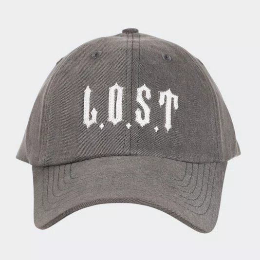 Boné Lost Dad Hat Lavado Cinza Chumbo
