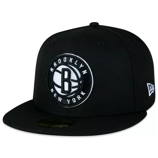 Boné New Era 59fifty Aba Reta Nba Brooklyn Nets Preto