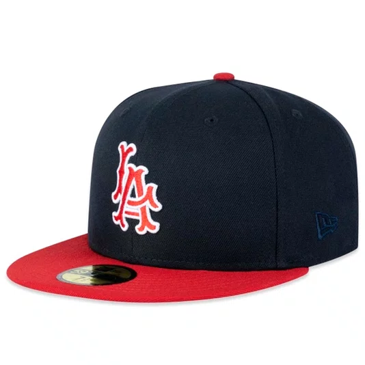 Boné New Era 59fifty Fitted Mlb Los Angeles Angels Fanpage Azul Marinho/Vermelho