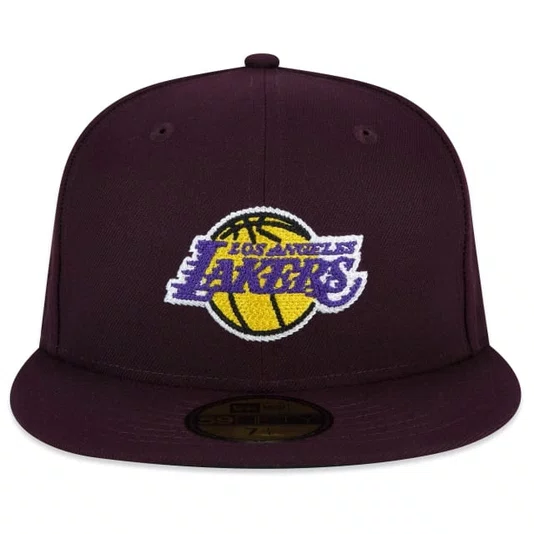Boné New Era 59fifty Los Angeles Lakers Logo History Nba Vermelho Escuro