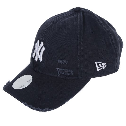 Boné New Era 9twenty Mlb New York Yankees Destroyed Feminino Azul Marinho