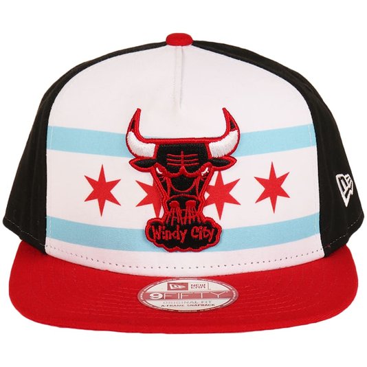Boné New Era Chicago Bulls 950 Of Sn City Factor Otc Preto/Vermelho/Branco