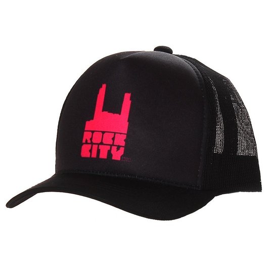 Boné Rock City Logo Tradicional 2 Preto/Rosa