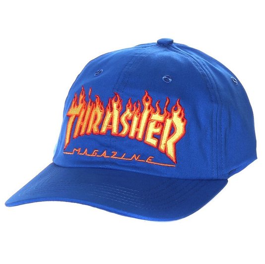 Boné Thrasher Magazine Dad Hat Logo Flame Azul 