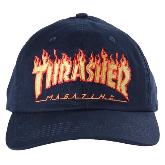 Boné Thrasher Magazine Dad Hat Logo Flame Azul Marinho