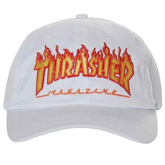 Boné Thrasher Magazine Dad Hat Logo Flame Branco