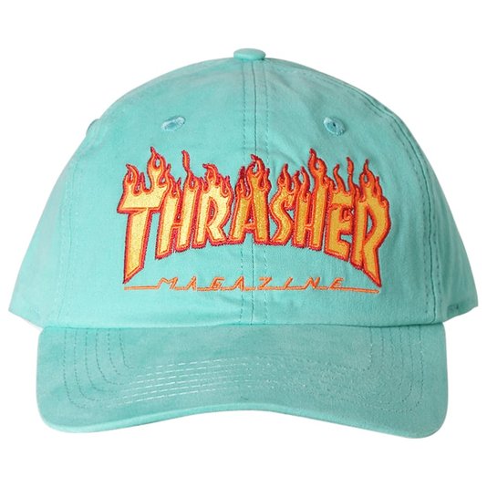 Boné Thrasher Magazine Dad Hat Logo Flame Verde Agua