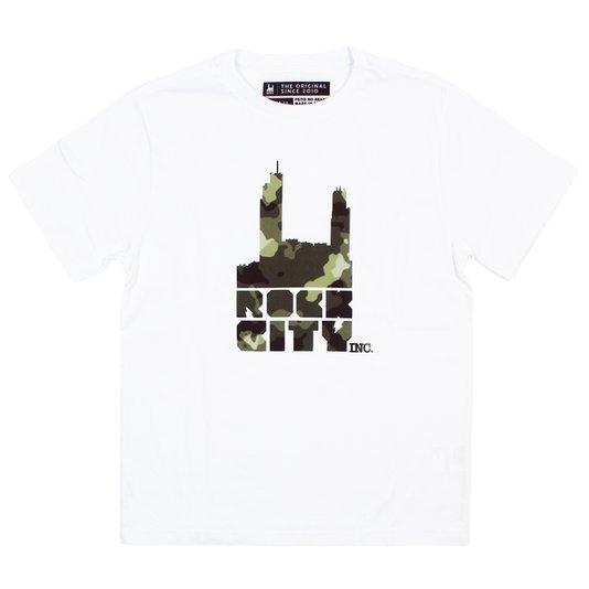 Camiseta Rock City Logo Camo Infantil Branco/Verde