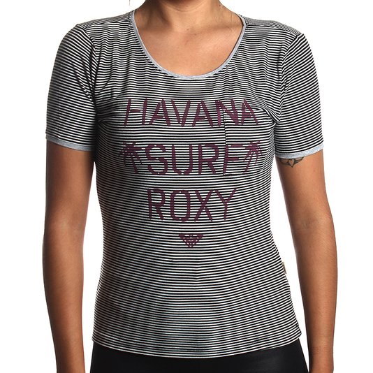 Camiseta Roxy Havana Surf Preto/Branco