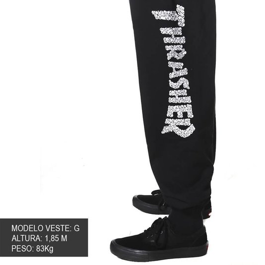 Calça de Moletom Thrasher Skull Preto/Branco