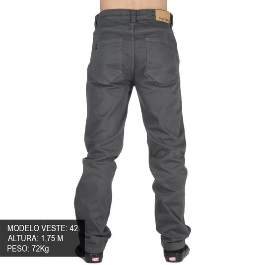 Calça Dropdead Reat Confort Tradicional Sarja Chumbo
