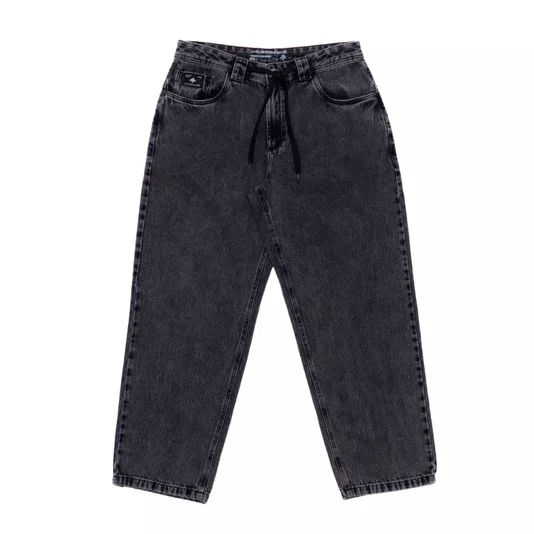 Calça Lrg Jeans Robust Black Baggy Preto