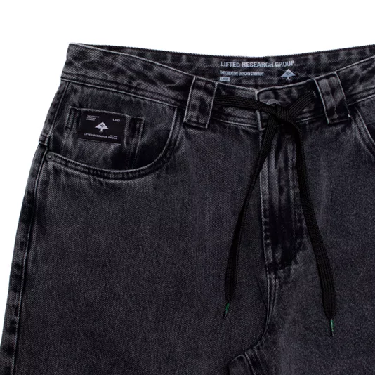 Calça Lrg Jeans Robust Black Baggy Preto