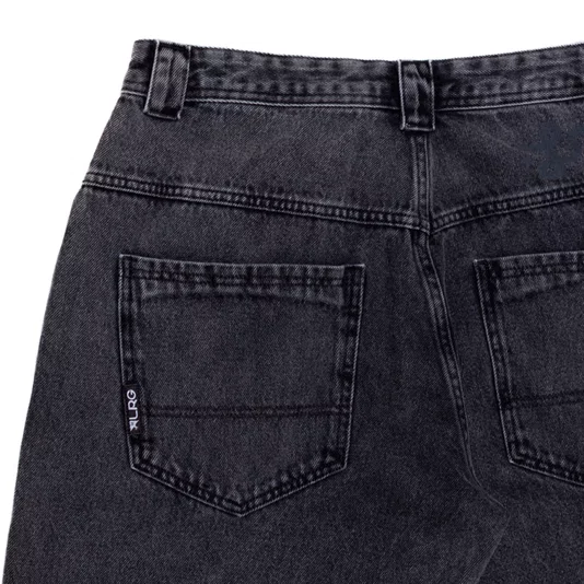 Calça Lrg Jeans Robust Black Baggy Preto