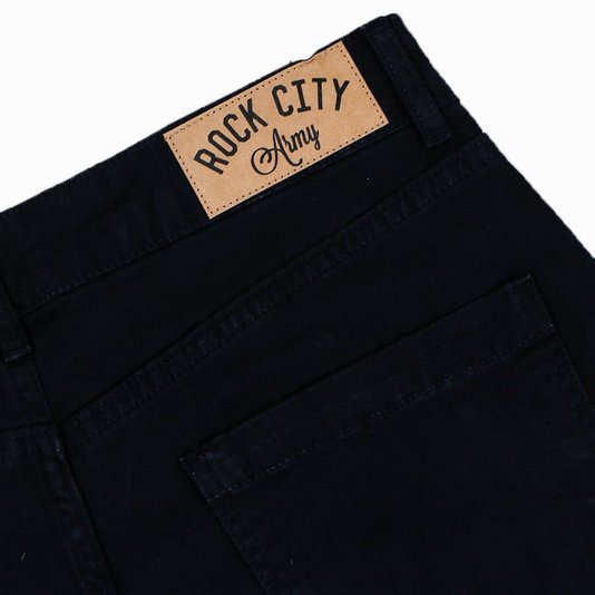 Calça Rock City Army Cargo Sarja Feminino Preto