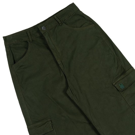 Calça Rock City Army Cargo Sarja Feminino Verde Militar