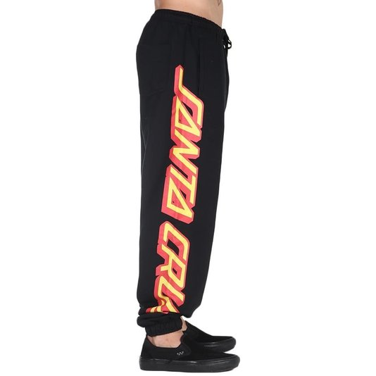 Calça Santa Cruz Big Strip Moletom Preto