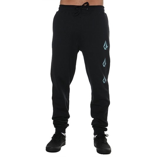 Calça Volcom Moletom Deadly Stones Preto/Azul