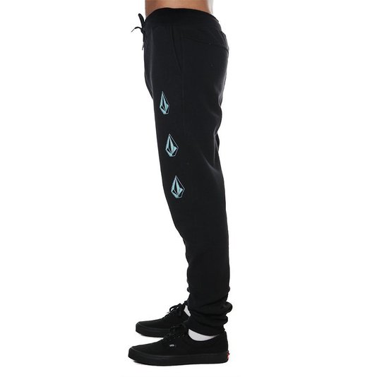 Calça Volcom Moletom Deadly Stones Preto/Azul