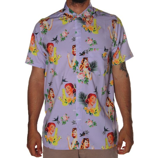 Camisa DropDead Tropical Floral Bong Lilás