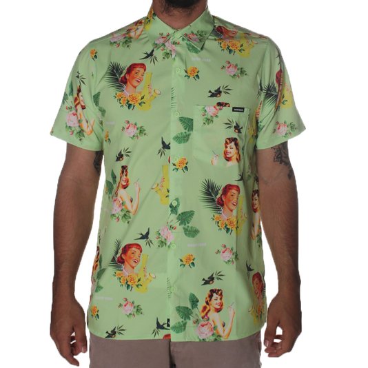 Camisa DropDead Tropical Floral Bong Verde