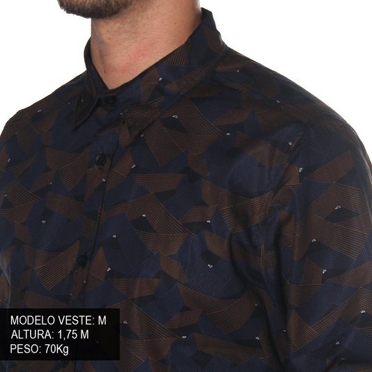 Camisa Globe Metal Split Azul/Marrom