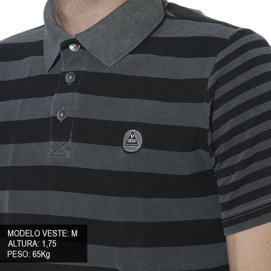 Camisa Gola Polo Urgh Dark And Chaos Cinza/Preto