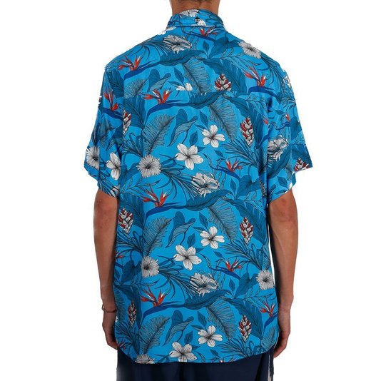 Camisa Hurley Flower Azul/Vermelho