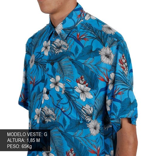 Camisa Hurley Flower Azul/Vermelho
