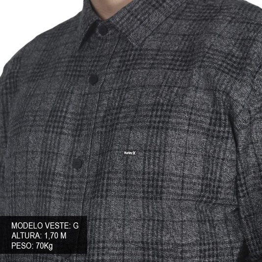 Camisa Hurley Ml City Cinza Mescla/Preto
