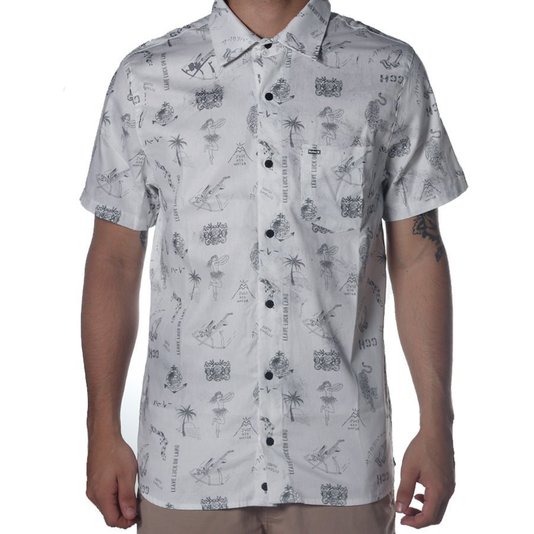 Camisa Hurley Passport Camisa de Botão Manga Curta Branco