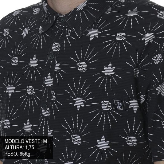 Camisa Lost Listras Leaf Preto