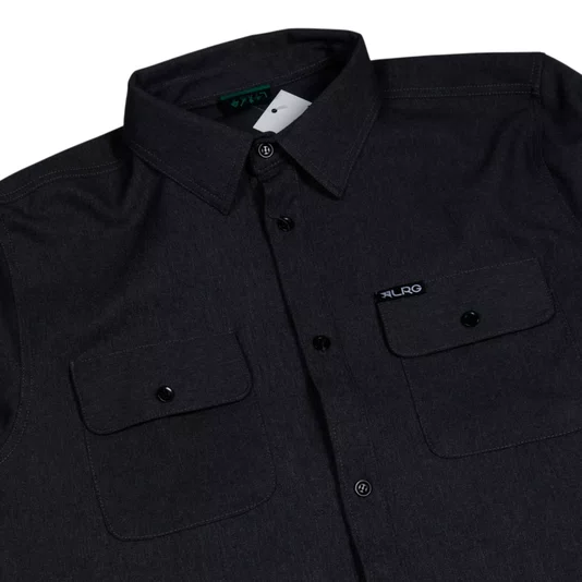 Camisa Lrg Botão Elevated Stacked Woven Cinza