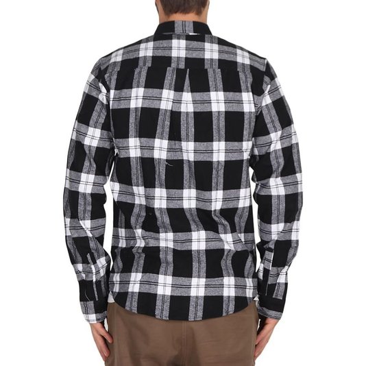 Camisa New Era Street Cholo M/L Flanela Preto/Branco