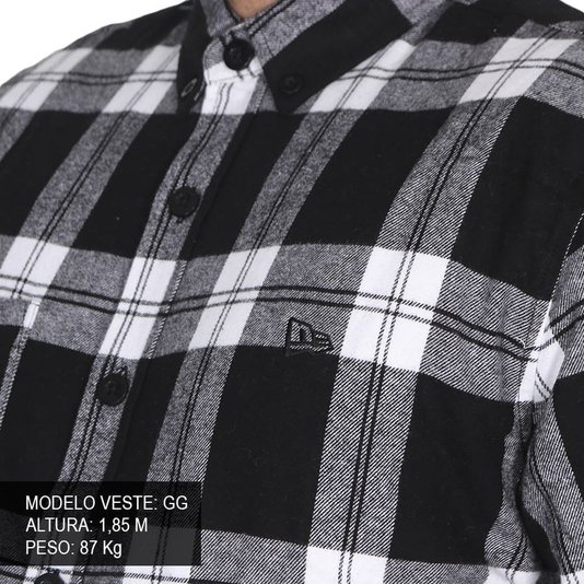 Camisa New Era Street Cholo M/L Flanela Preto/Branco