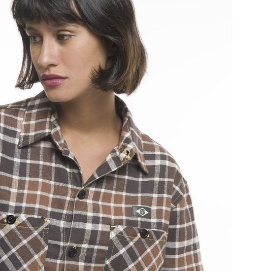 Camisa Privê Atlantic Forest Flanela M/L Xadrez Marrom 