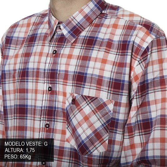 Camisa Rock City Xadez Azul/Laranja
