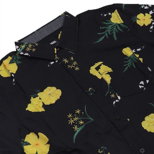 Camisa Vans Supoer Bloom Flowers Juvenil Preto/Amarelo