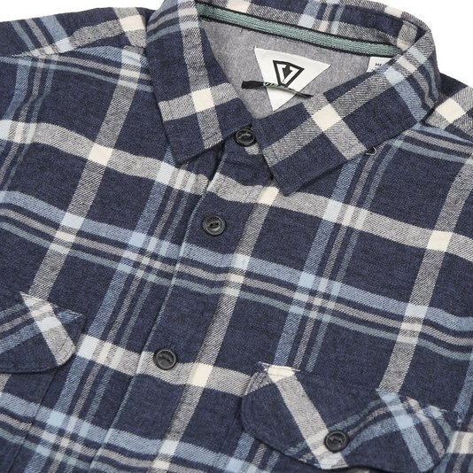 Camisa Vissla Central Coast Imp M/L Flanela Xadrez Azul