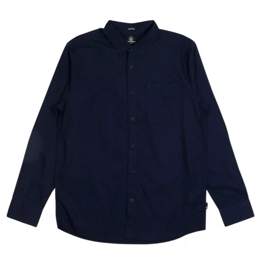 Camisa Volcom M/L Date Knight Azul Marinho