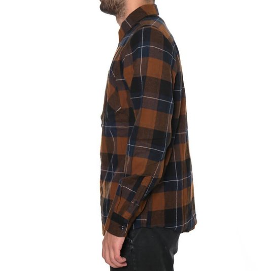 Camisa Volcom Manga Longa Caden Plaid Azul/Marrom