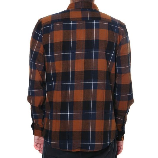 Camisa Volcom Manga Longa Caden Plaid Azul/Marrom