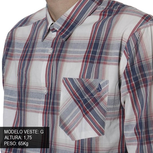Camisa Volcom x Factor Plaid Branco/Vermelho