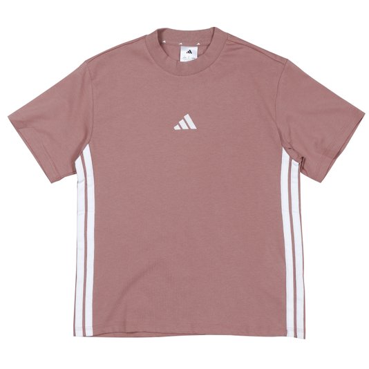 Camiseta Adidas Essentials 3 Stripes Feminina Rose