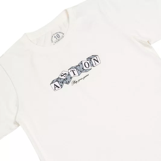 Camiseta Aston Dice Infanto Juvenil Off White