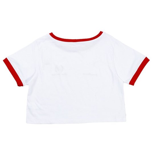 Camiseta Baw Laurel B Cropped Feminino Branco/Vermelho