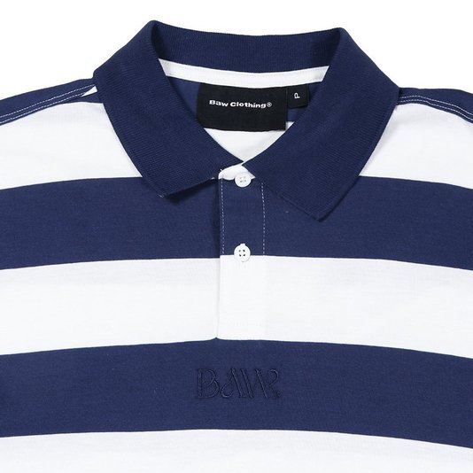Camiseta Baw Polo Listrada Azul Marinho/Bege