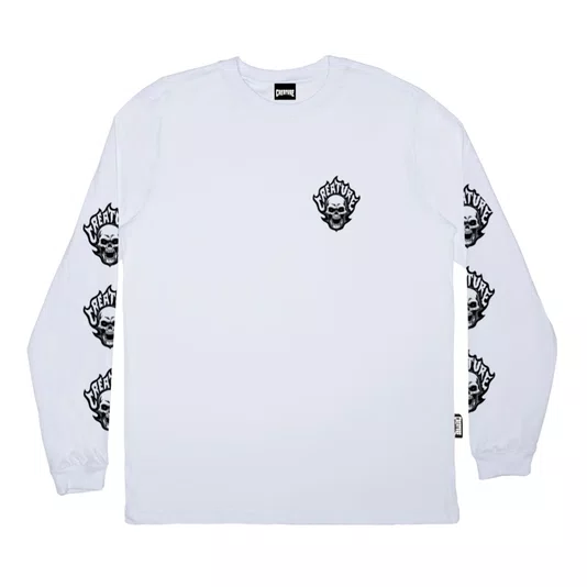 Camiseta Creature M/L Bonehead Flame Branco