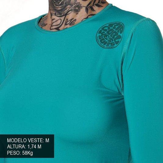 Camiseta De Lycra Rip Curl Girls Round Verde Agua