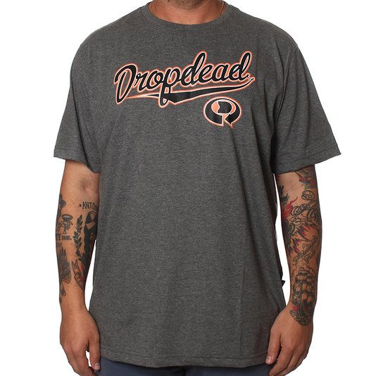Camiseta Drop Dead Baseball Oversize Chumbo Mescla
